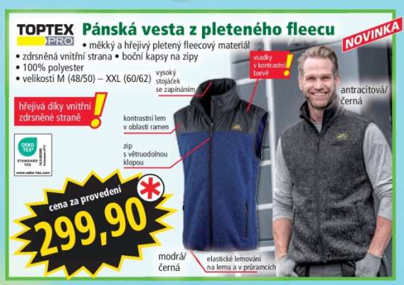 Pánská vesta z pleteného fleecu
