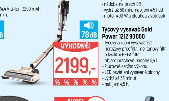 Tyčový vysavač Gold Power 1212 90000