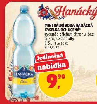 Minerální voda Hanácká Kyselka ochucená