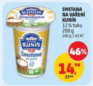 SMETANA NA VAŘENÍ Kunín