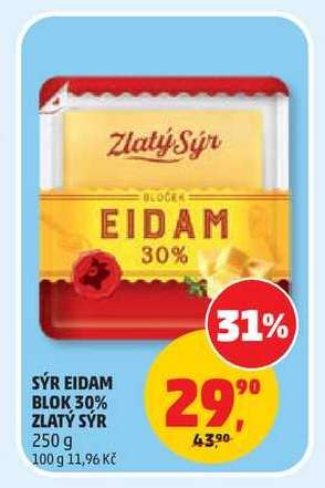Sýr Eidam Blok 30% Zlatý Sýr