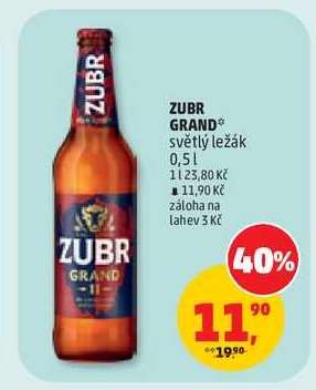 Zubr Grand světlý ležák 0,5 l