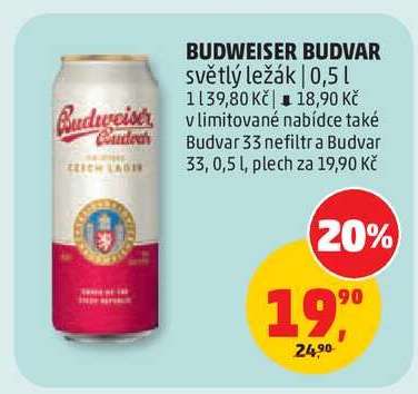BUDWEISER BUDVAR světlý ležák 0,5 l