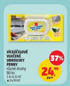 Víceúčelové vlhčené ubrousky Penny