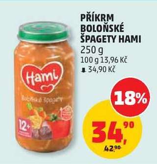 Příkrm boloňské špagety Hami