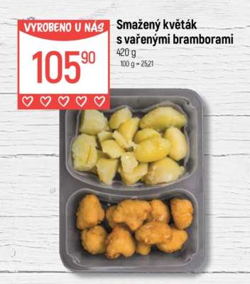 Smažený květák s vařenými bramborami