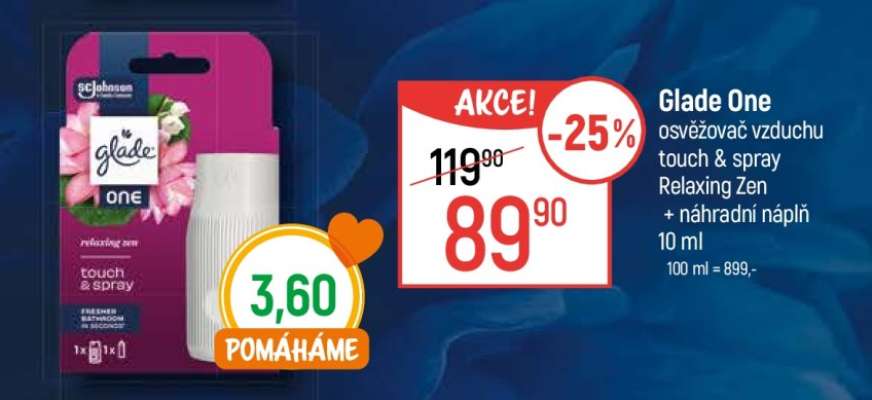 Glade One osvěžovač vzduchu touch & spray Relaxing Zen + náhradní náplň 10 ml
