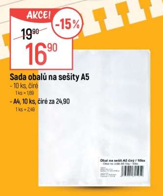 Sada obalů na sešity A5