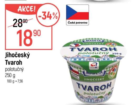 Jihočeský Tvaroh polotučný 250 g