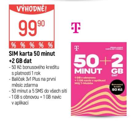 SIM karta 50 minut+2 GB dat