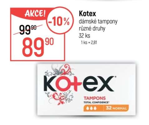 Kotex dámské tampony různé druhy