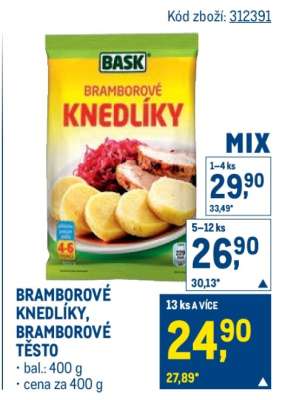 Bramborové knedlíky Bramborové těsto