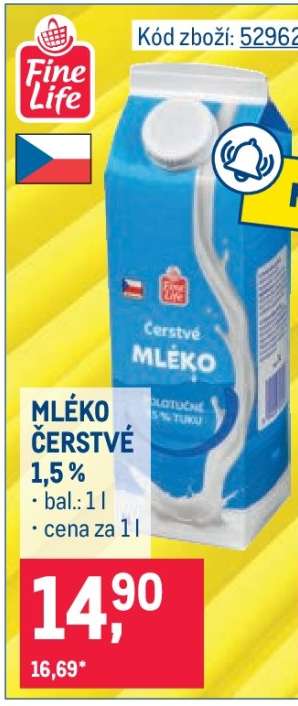 Mléko čerstvé 1,5 %
