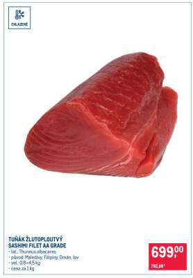 Tuňák žlutoploutvý Sashimi filet AA grade