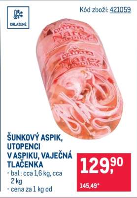 ŠUNKOVÝ ASPIK, UTOPENCI V ASPIKU, VAJEČNÁ TLAČENKA