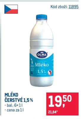 Mléko čerstvé 1,5 %