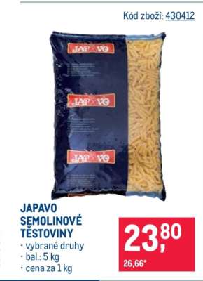 Japavo semolinové těstoviny