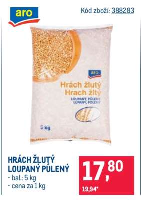 Hrách žlutý loupaný půlený