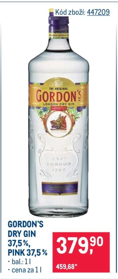 GORDON’S DRY GIN 37,5 %, PINK 37,5 %