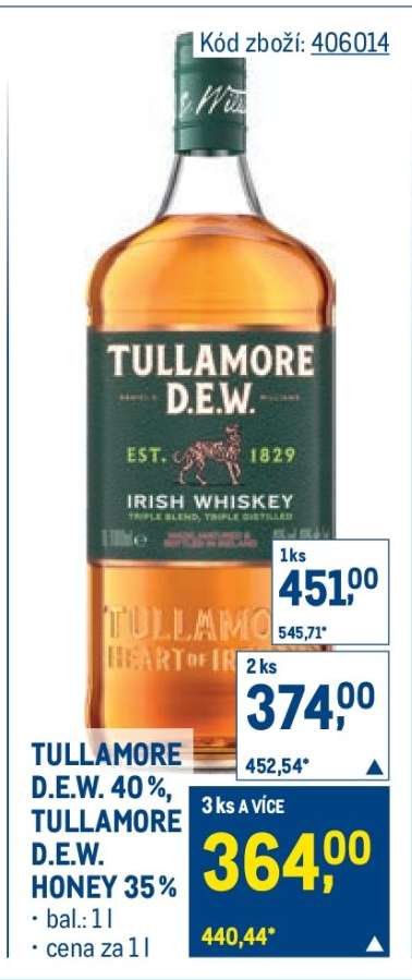 TULLAMORE D.E.W. 40%, TULLAMORE D.E.W. HONEY 35%