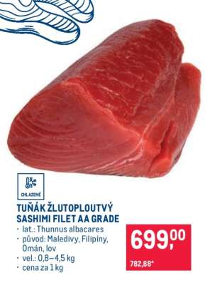 Tuňák žlutoploutvý Sashimi filet AA grade