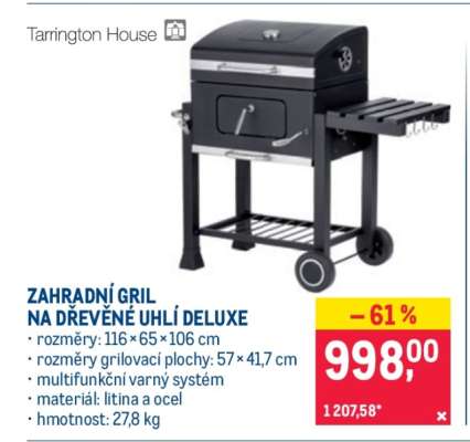 ZAHRADNÍ GRIL NA DŘEVĚNÉ UHLÍ DELUXE