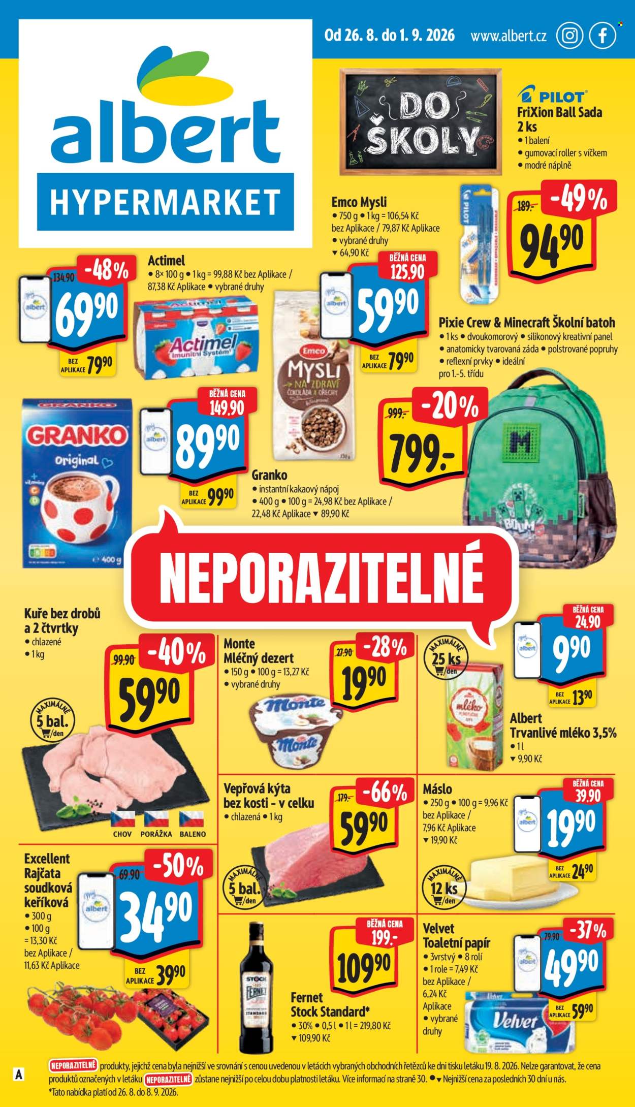 Leták Albert Hypermarket - 26.8.2026 - 1.9.2026. Strana 1
