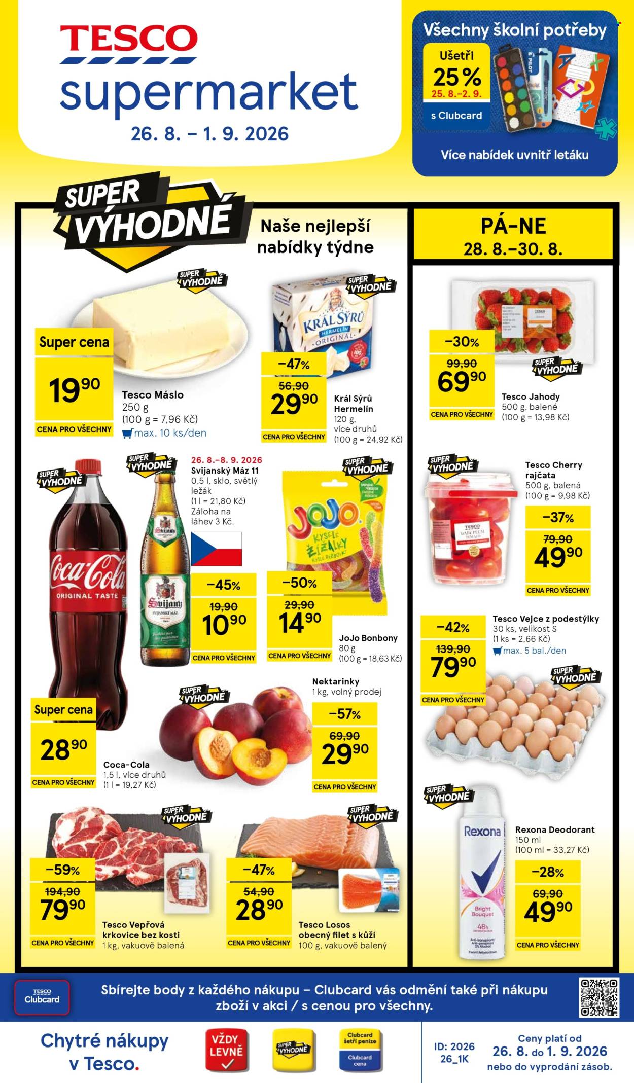 Leták TESCO supermarket - 26.8.2026 - 1.9.2026. Strana 1