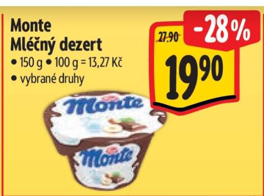 Monte mléčný dezert