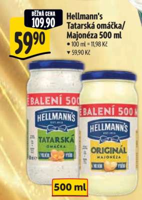 Hellmann's Tatarská omáčka/Majonéza 500 ml