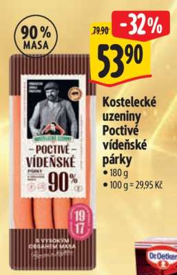 Kostelecké uzeniny Poctivé vídeňské párky
