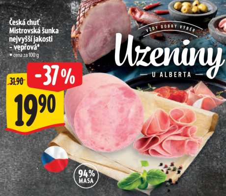 Česká chuť Mistrovská šunka nejvyšší jakosti - vepřová