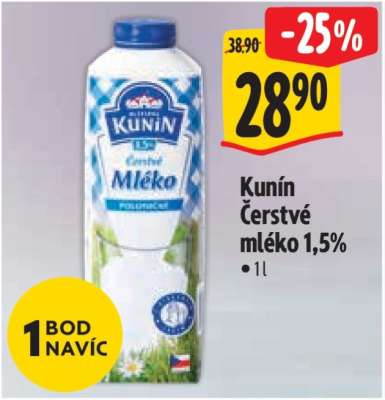 Kunín Čerstvé mléko 1,5%