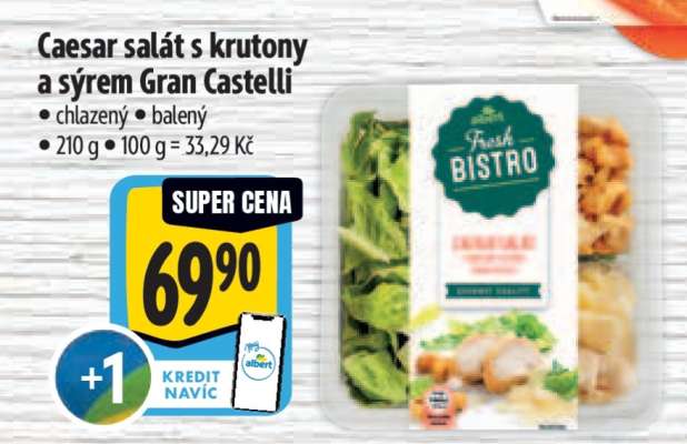 Caesar salát s krutony a sýrem gran castelli