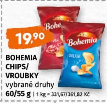 BOHEMIA CHIPS/VROUBKY vybrané druhy