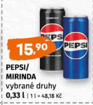 PEPSI, MIRINDA vybrané druhy