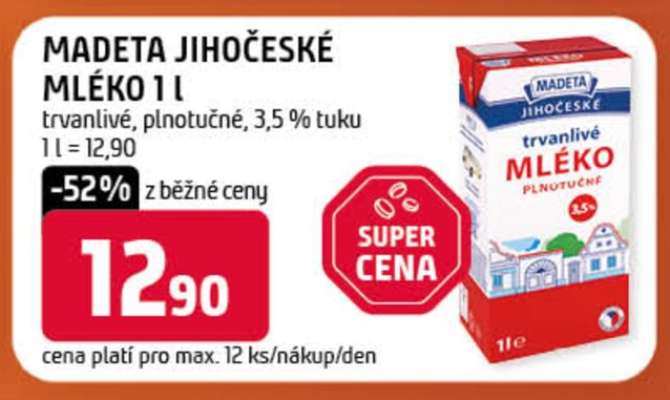 MADETA Jihočeské mléko 1 l