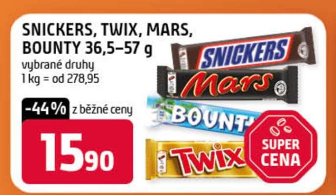 SNICKERS, TWIX, MARS, BOUNTY 36,5–57 g