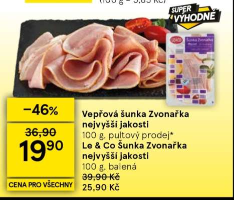 Vepřová šunka Zvonařka nejvyšší jakosti