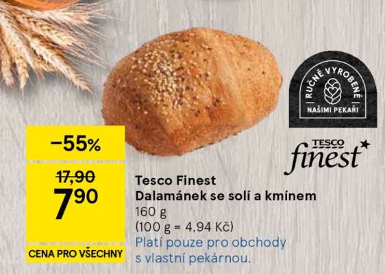 Tesco Finest Dalamánek se solí a kmínem