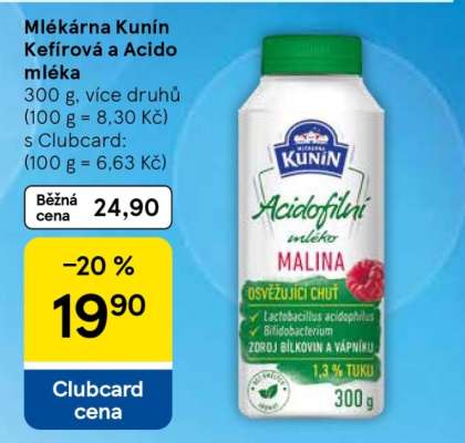 Mlékárna Kunín Kefírová a Acido mléka