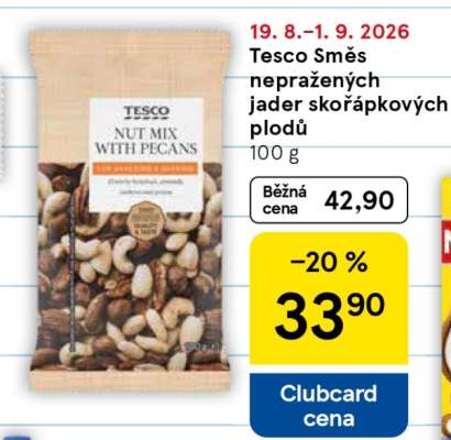 Tesco Směs nepražených jader skořápkových plodů