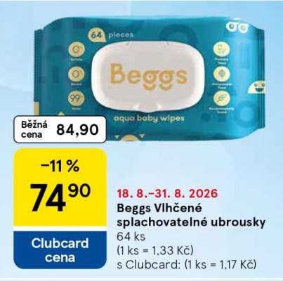 Beggs Vlhčené splachovatelné ubrousky