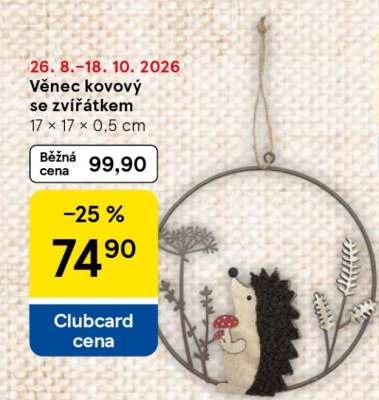 Věnec kovový se zvířátkem