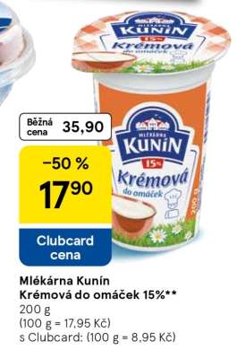 Mlékárna Kunín Krémová do omáček 15%