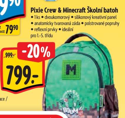 Pixie Crew & Minecraft Školní batoh