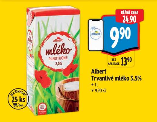 Albert Trvanlivé mléko 3,5%