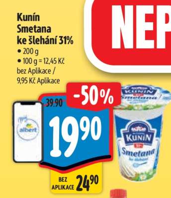 KUNÍN SMETANA KE ŠLEHÁNÍ 31 %