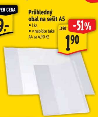 Průhledný obal na sešit A5