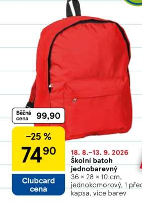 Školní batoh jednobarevný*